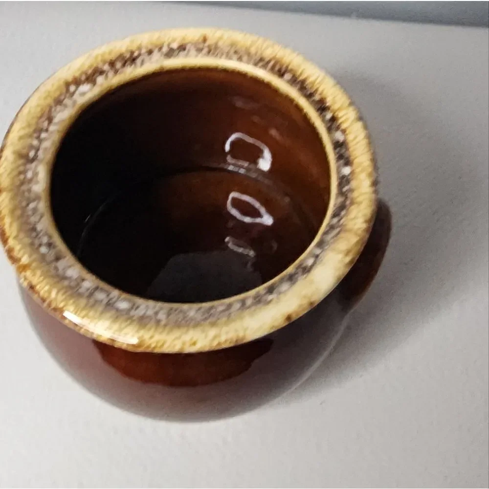 Vintage Hull Pottery Brown Drip Oven Proof Individual Bean Pot No Lid